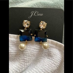 NWT J Crew earrings blue with pearl